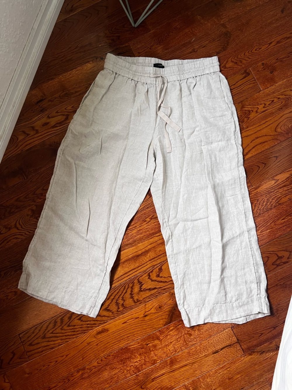J. Crew Women Light Natural Linen Drawstring cropped pants